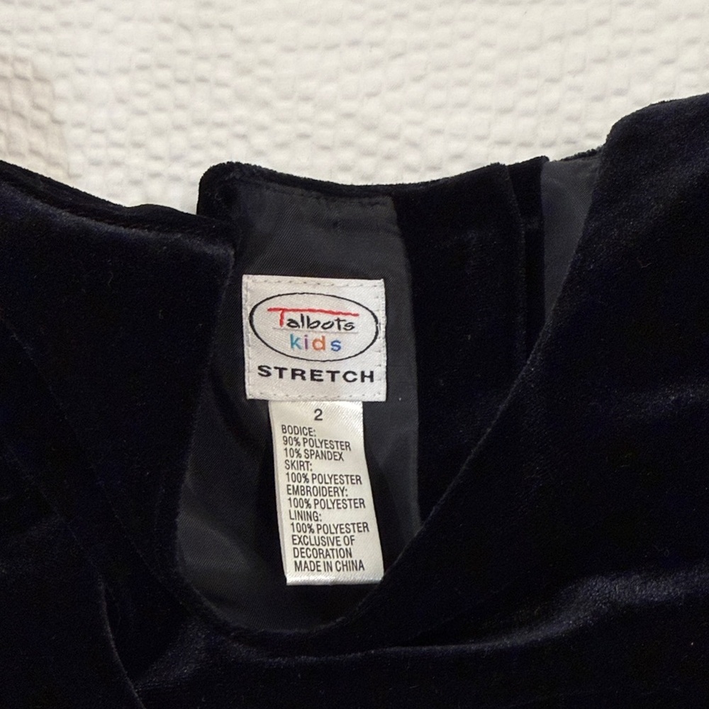 Talbots Black Velvet & Cream Sash Floral Lace Girls' Dress - Picture 2 of 5